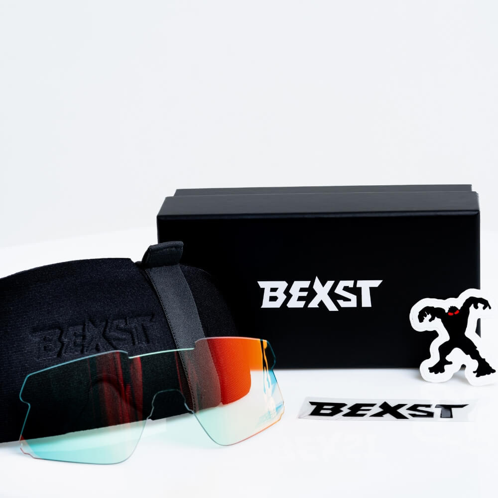 Twin Lens Nixie Black / Charcoal Sunglasses with Red X-Mirror Photochromic Lens and Silver X-Mirror Lens