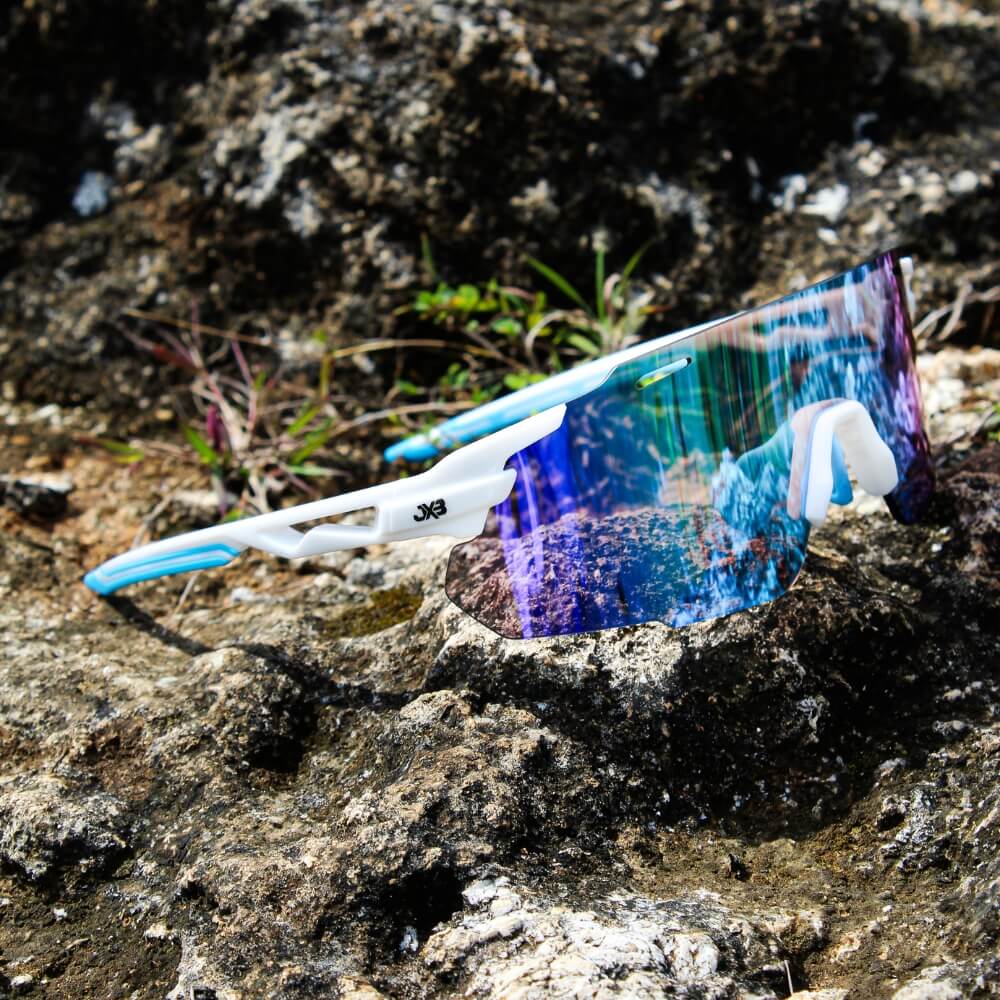Shisa White / Sky Blue Sunglasses with Blue X-Mirror Lens