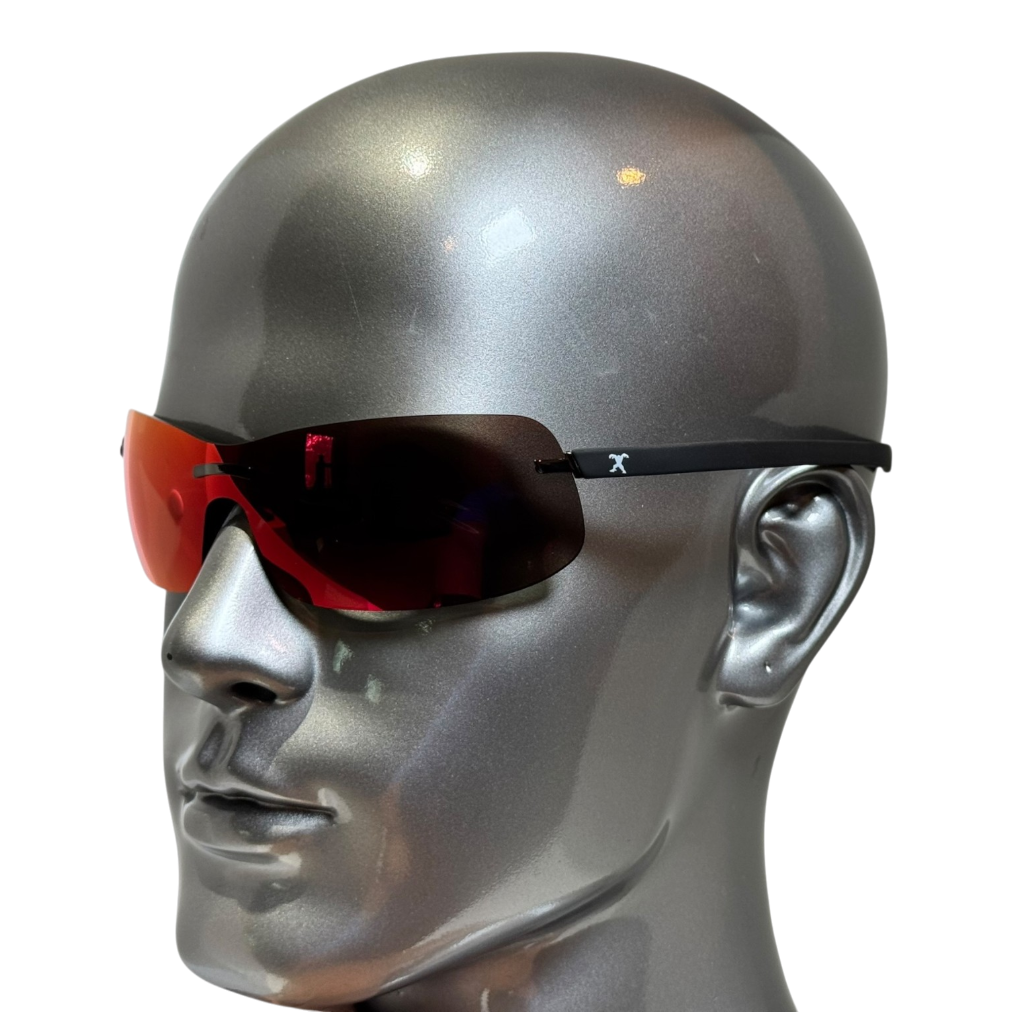 BEXST Neo Rimless Shield Wrap Sunglasses Red X-Mirror Lens