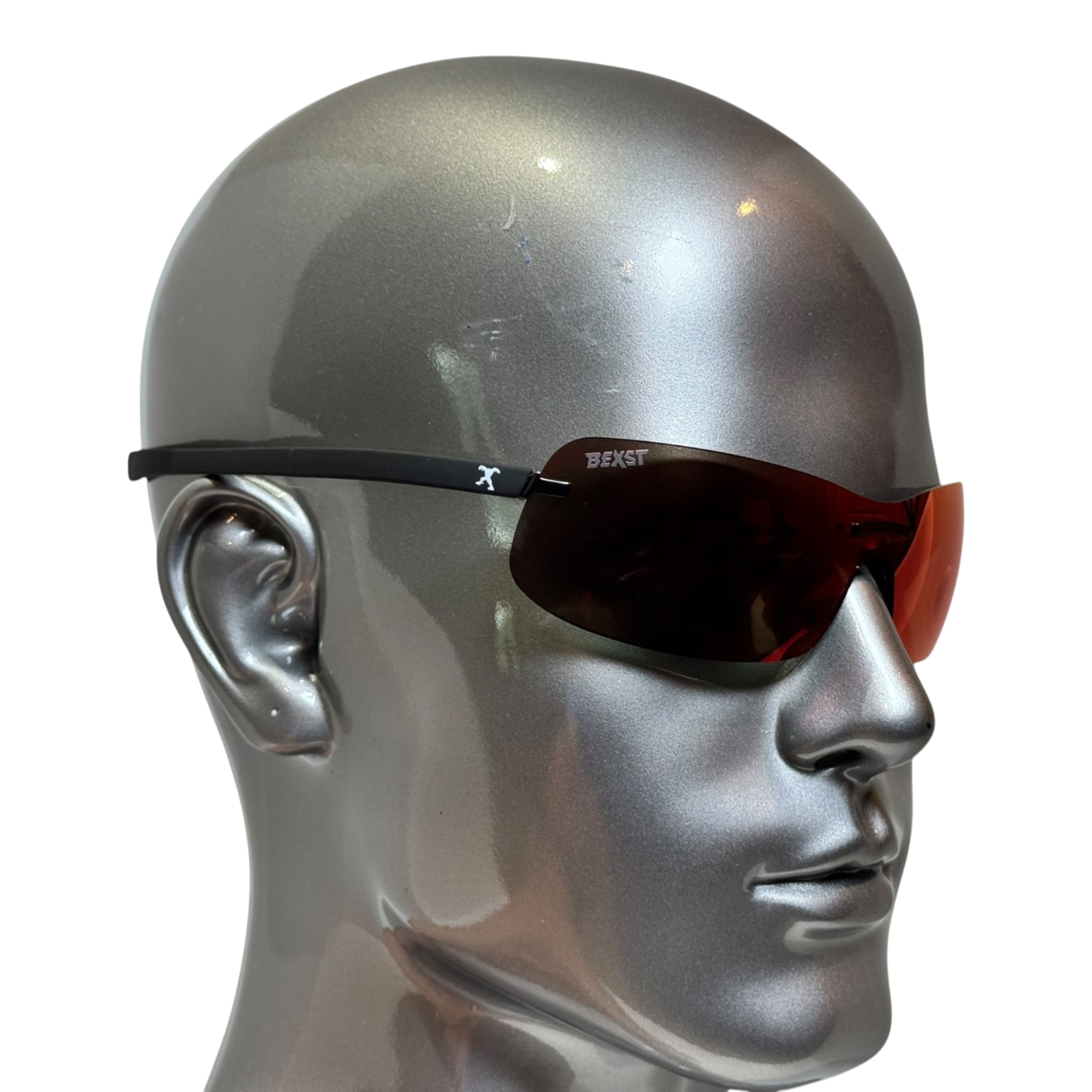 BEXST Neo Rimless Shield Wrap Sunglasses Red X-Mirror Lens