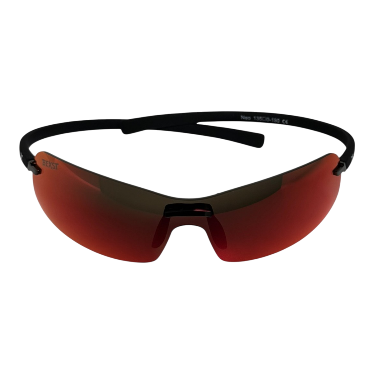 BEXST Neo Rimless Shield Wrap Sunglasses Red X-Mirror Lens