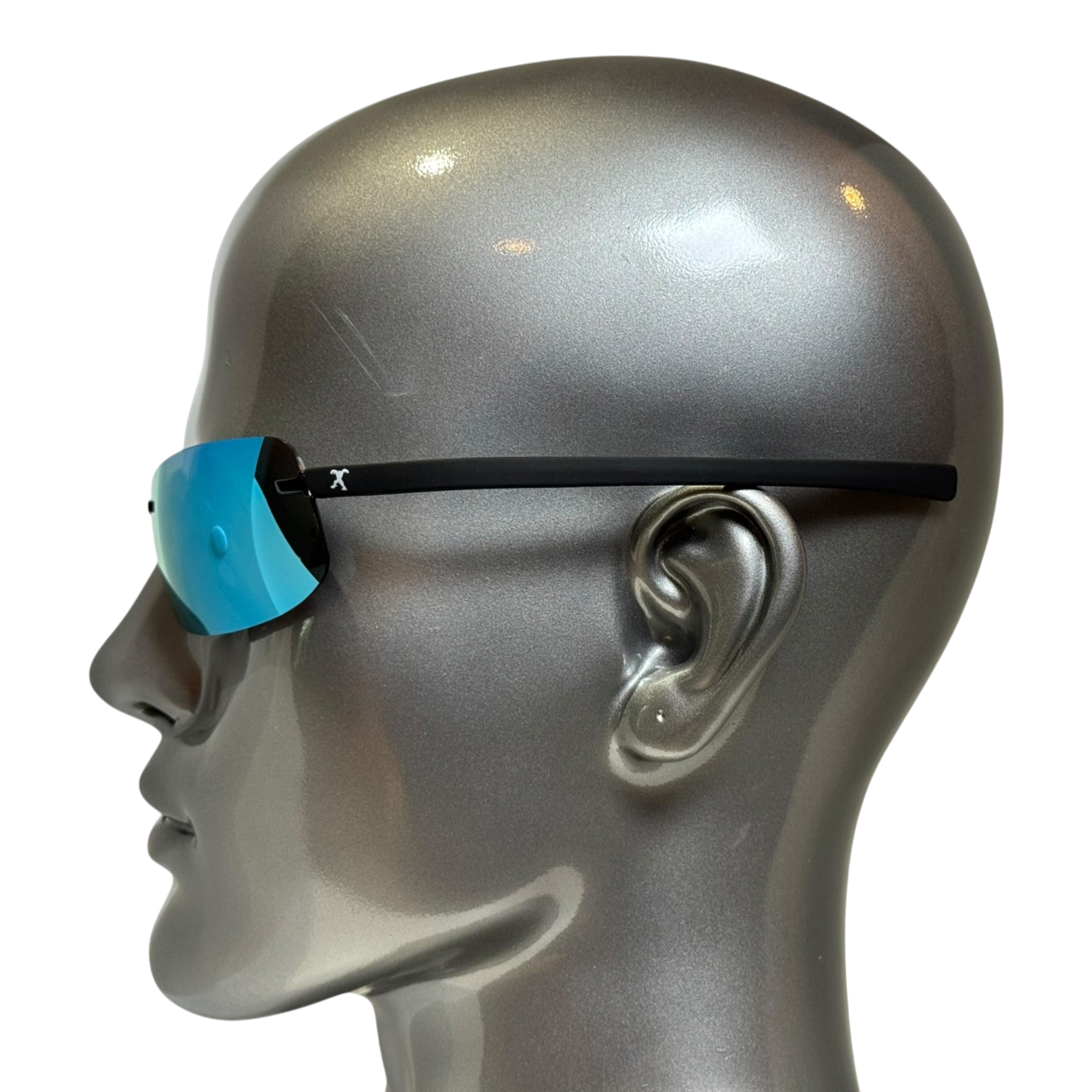 BEXST Neo Rimless Shield Wrap Sunglasses Blue X-Mirror Lens