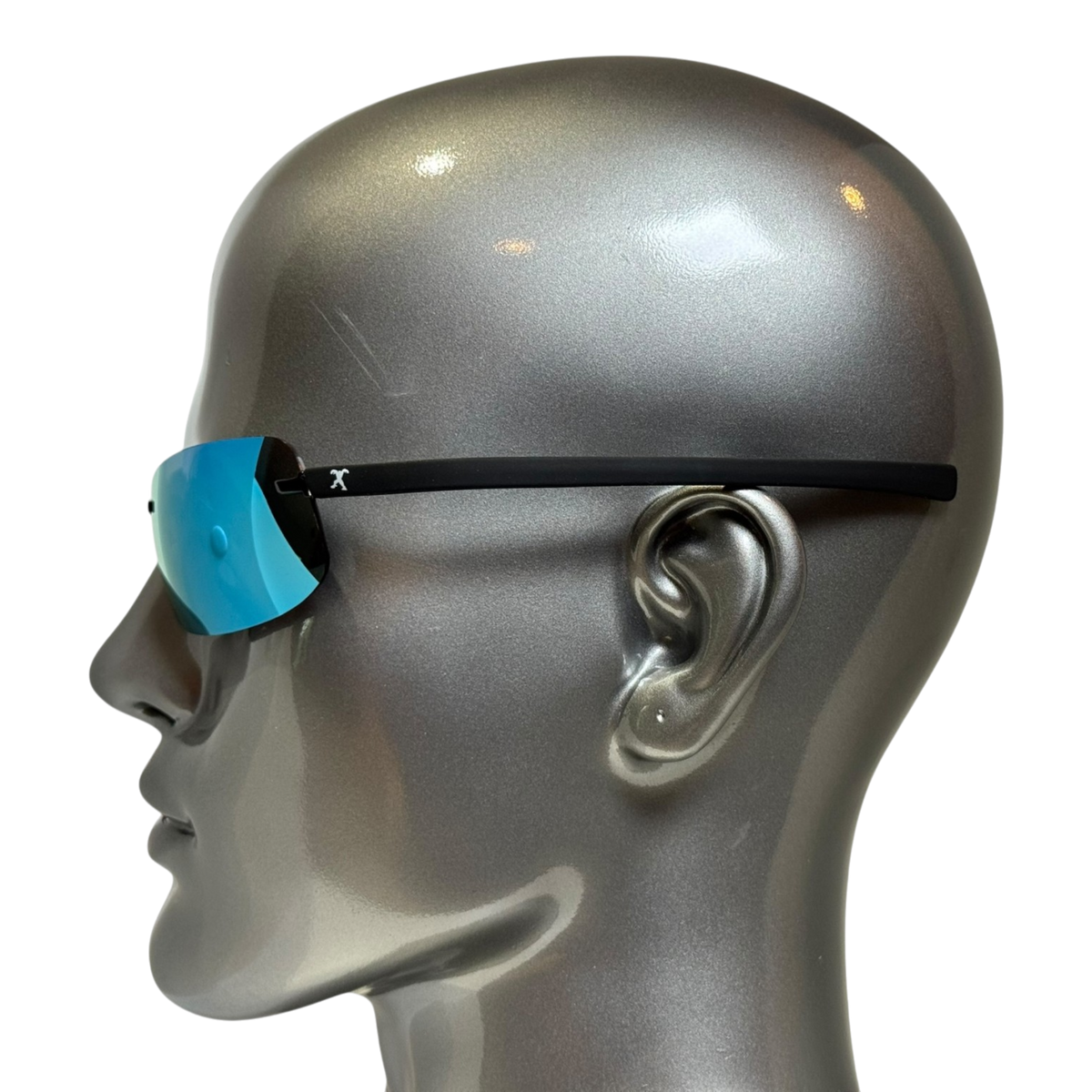 BEXST Neo Rimless Shield Wrap Sunglasses Blue X-Mirror Lens
