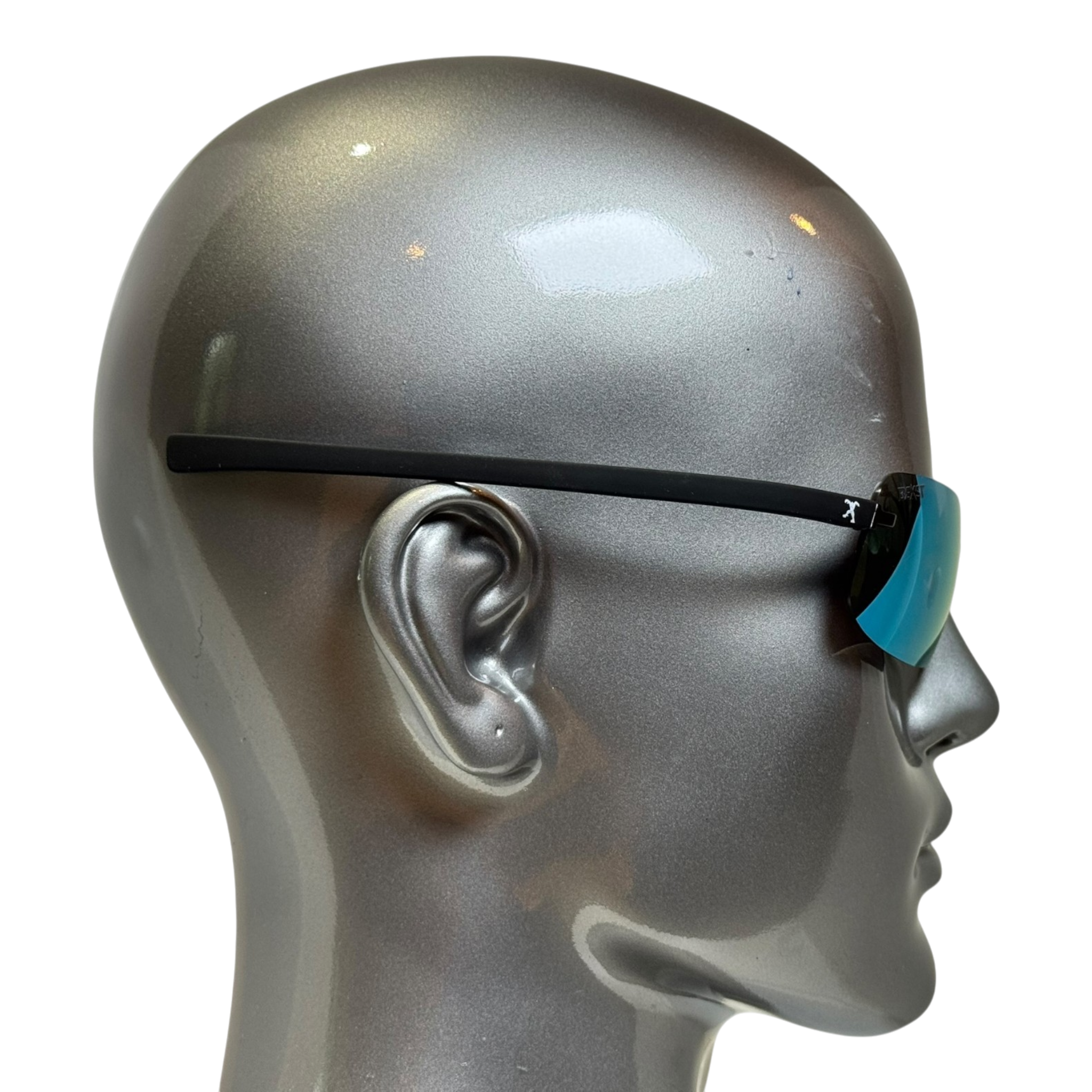 BEXST Neo Rimless Shield Wrap Sunglasses Blue X-Mirror Lens