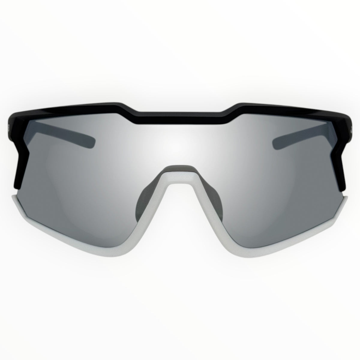 Nixie Black / White Sunglasses with Silver X-Mirror Lens