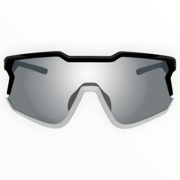 Nixie Black / White Sunglasses with Silver X-Mirror Lens