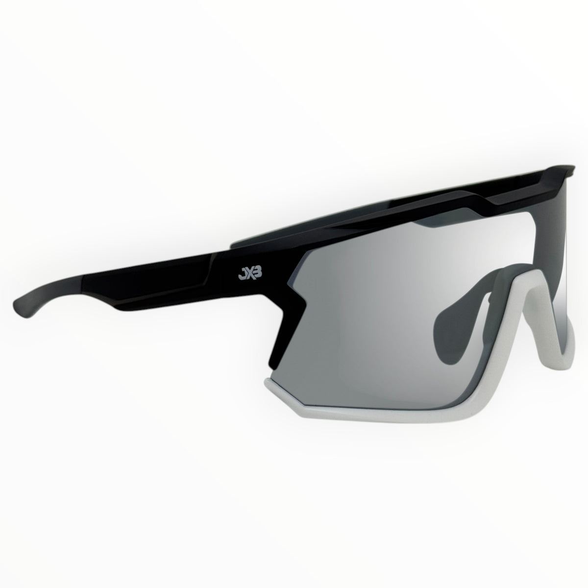 Nixie Black / White Sunglasses with Silver X-Mirror Lens