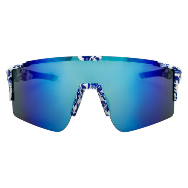Selket Marbled Blue Sunglasses with Blue X-Mirror Lens