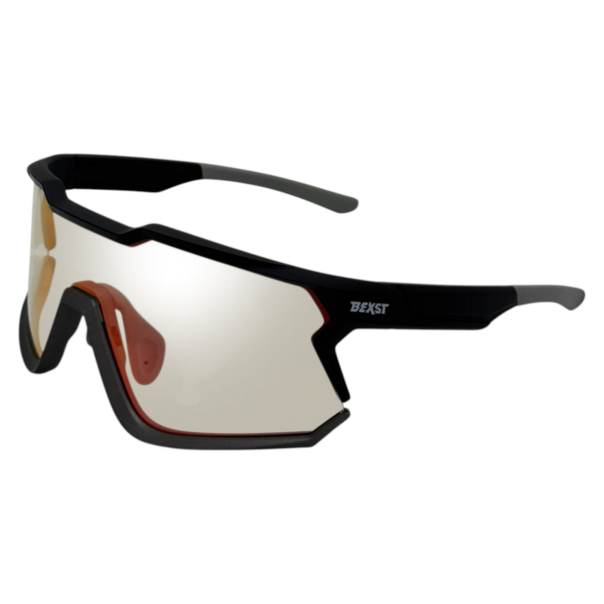 Twin Lens Nixie Black / Charcoal Sunglasses with Red X-Mirror Photochromic Lens and Silver X-Mirror Lens