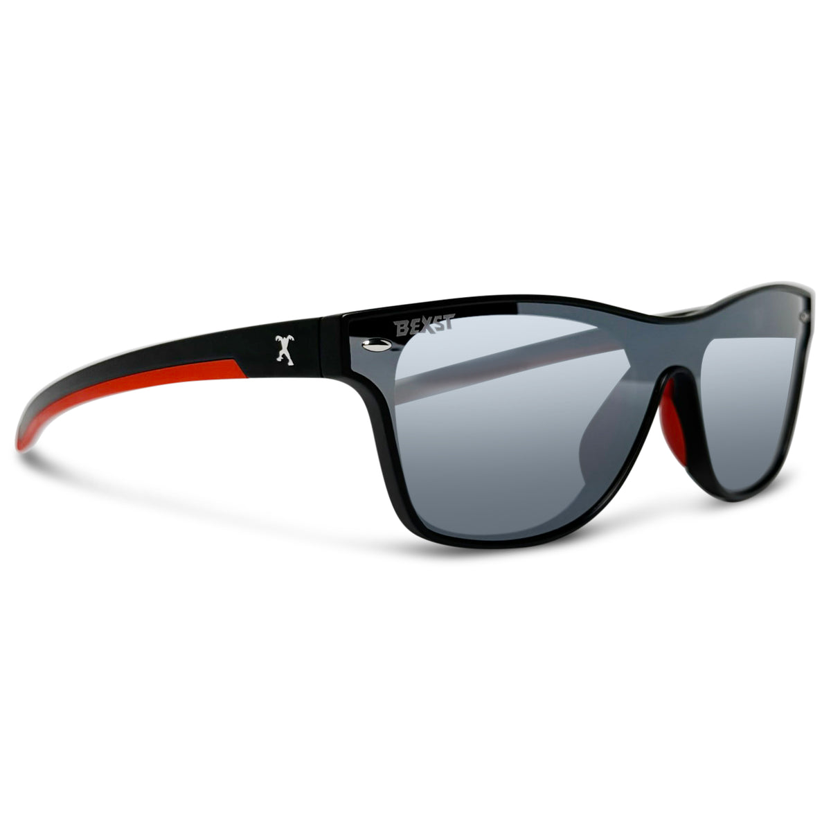 Centaur Black / Red Sunglasses with Silver X-Mirror Lens